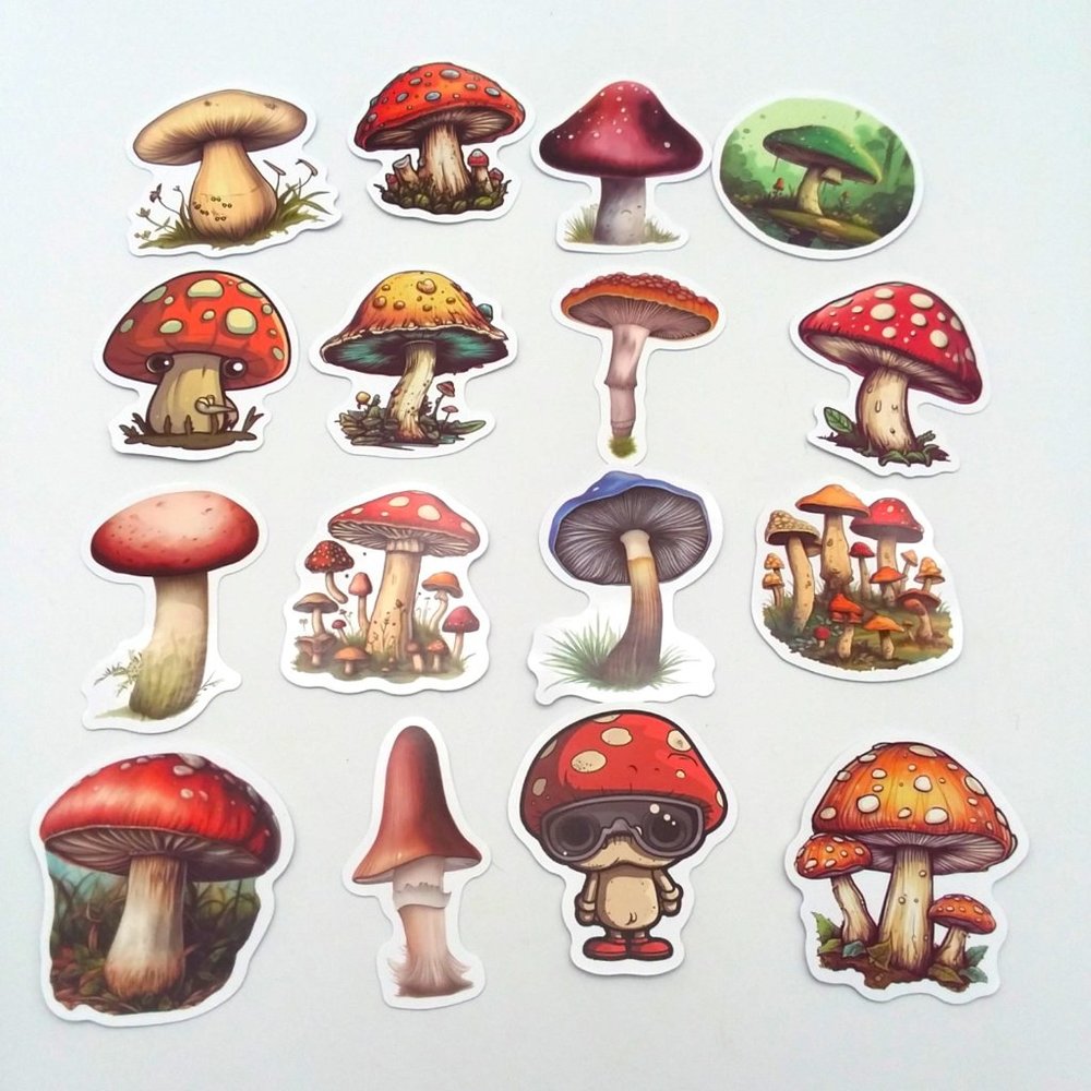 Mushroom Stickers trippy 16 Lot Groovy Wonderland Laptop Luggae Crafts bottle
